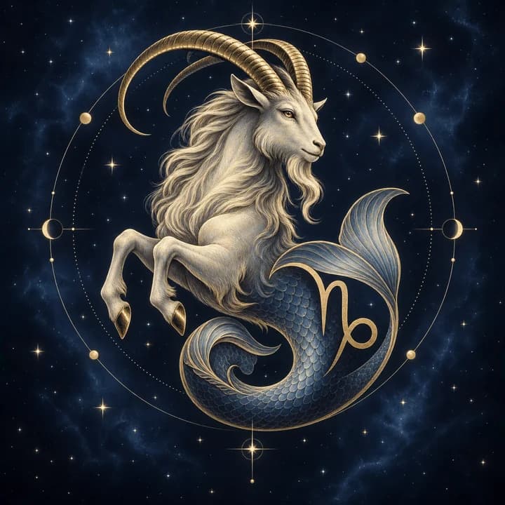 Capricorn celestial illustration